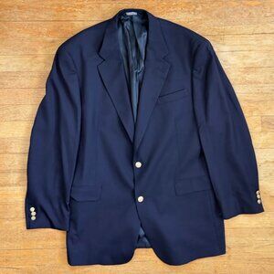 Vintage Mens Burberry Blazer Size 42L 1990s Navy Blue Wool Sport Coat Jacket